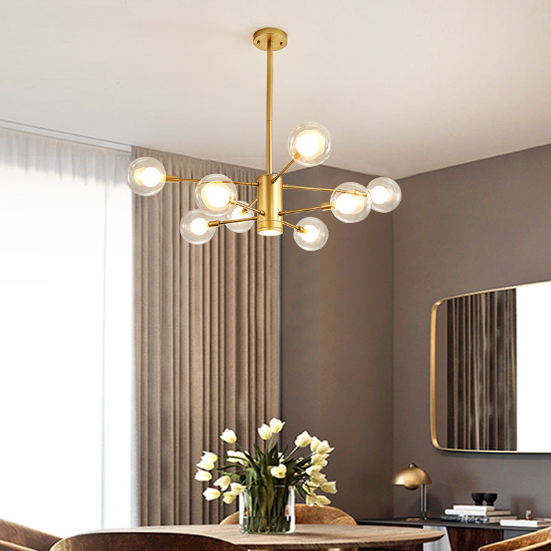 Globe Suspension Hanging Pendant Light Modern Style Corridor Clear Glass Chandelier in Frosted Spray Paint Finish Clearhalo 'Ceiling Lights' 'Chandeliers' 'Modern Chandeliers' 'Modern' Lighting' 2600171