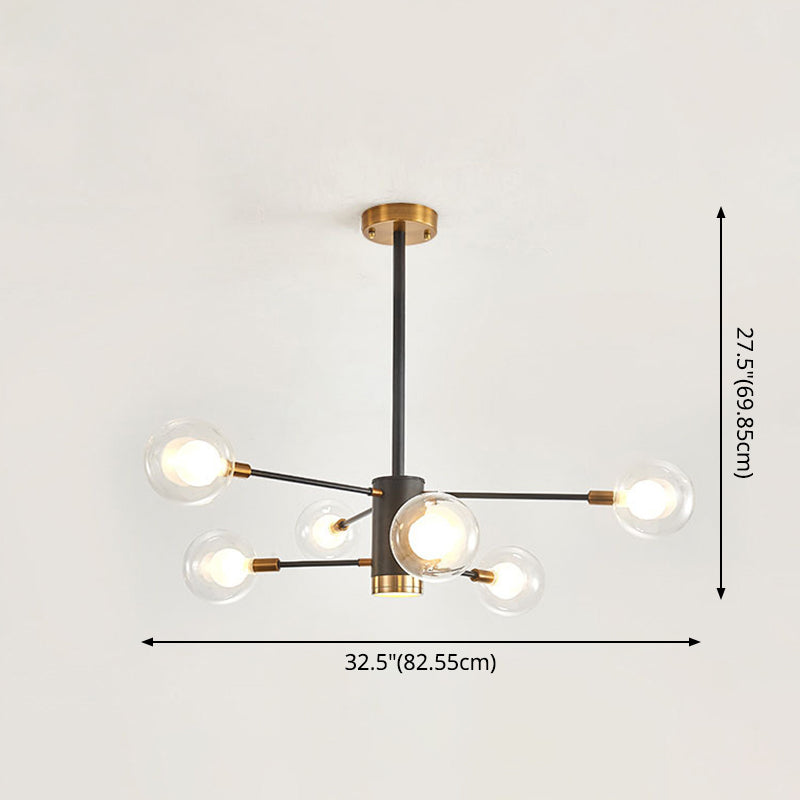Globe Suspension Hanging Pendant Light Modern Style Corridor Clear Glass Chandelier in Frosted Spray Paint Finish Clearhalo 'Ceiling Lights' 'Chandeliers' 'Modern Chandeliers' 'Modern' Lighting' 2600188