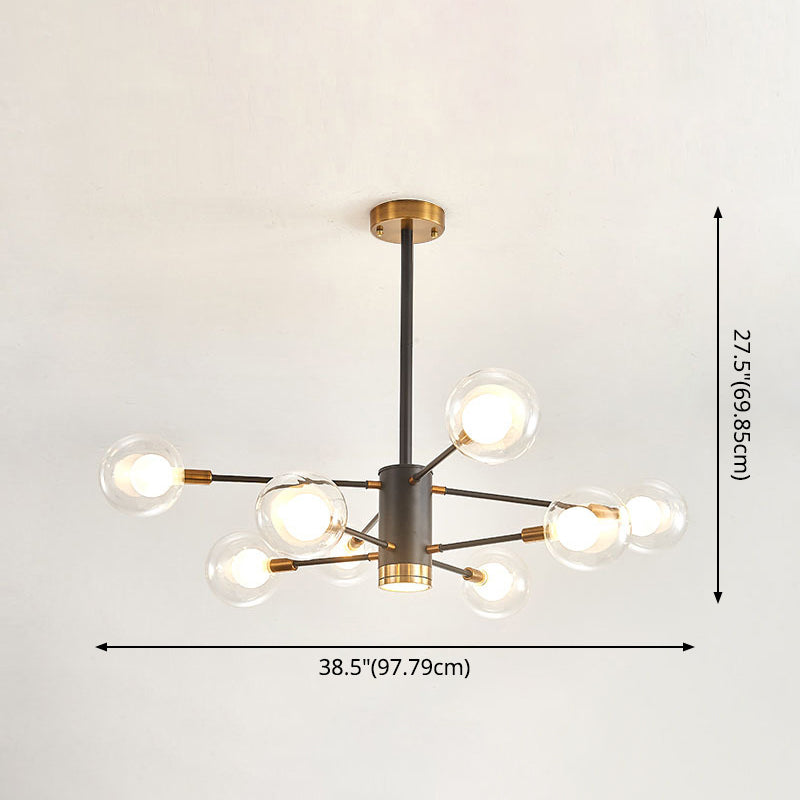 Globe Suspension Hanging Pendant Light Modern Style Corridor Clear Glass Chandelier in Frosted Spray Paint Finish Clearhalo 'Ceiling Lights' 'Chandeliers' 'Modern Chandeliers' 'Modern' Lighting' 2600192