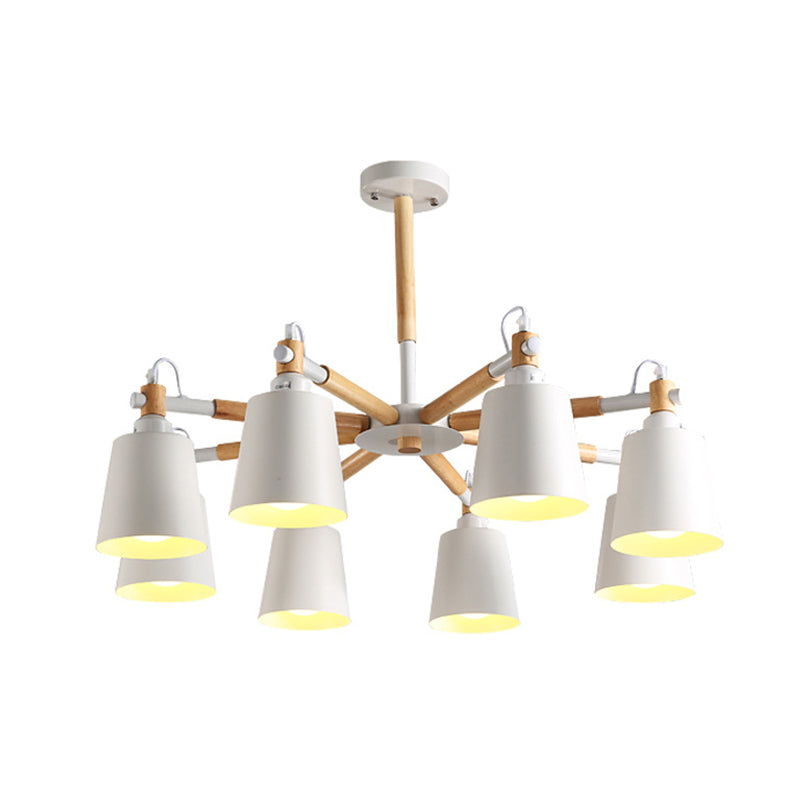 Dining Room Pendant Lamp Modern Wooden Minimalism Hanging Light with Downward Metal Cloche Shade Clearhalo 'Ceiling Lights' 'Chandeliers' 'Modern Chandeliers' 'Modern' Lighting' 2600382
