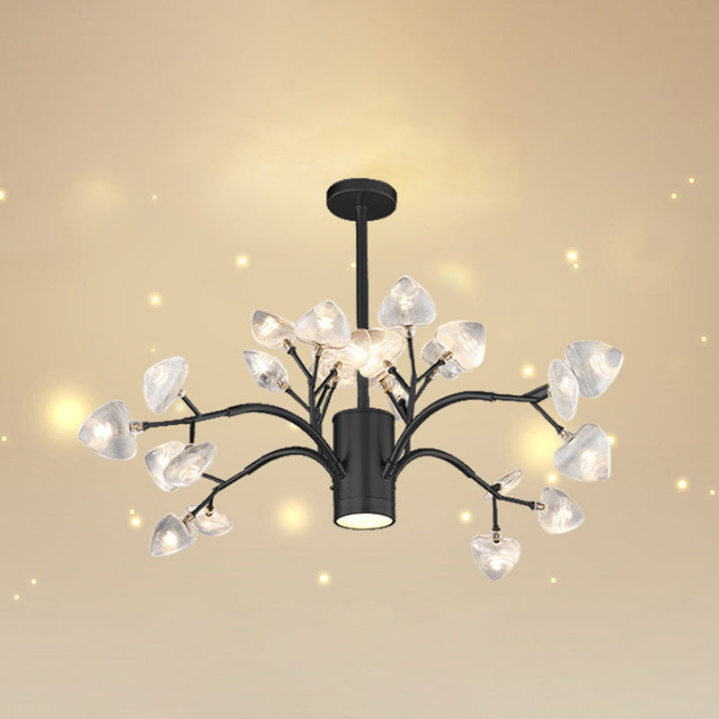 Firefly Design Chandelier Light Clear Acrylic Leaf-shaped Shade Modern Style Lighting Fixture Lamp for Bedroom Aisle Corridor 24 Black Clearhalo 'Ceiling Lights' 'Chandeliers' 'Modern Chandeliers' 'Modern' Lighting' 2600552