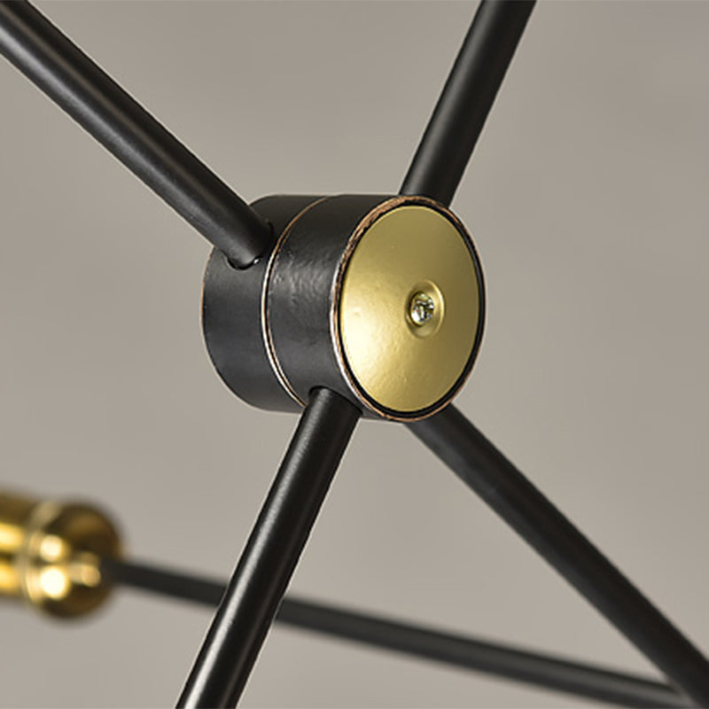 Black and Gold Spoke Chandelier Industrial Loft Style Metal Dining Room Pendant Light with Exposed Bulb Design Clearhalo 'Cast Iron' 'Ceiling Lights' 'Chandeliers' 'Industrial Chandeliers' 'Industrial' 'Metal' 'Middle Century Chandeliers' 'Rustic Chandeliers' 'Tiffany' Lighting' 2600780