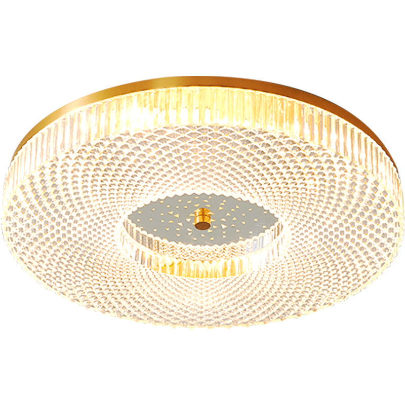 Circular Bedroom Flush Ceiling Light Lattice Crystal Minimalist LED Flush Mount Fixture in Brass Clearhalo 'Ceiling Lights' 'Close To Ceiling Lights' 'Lighting' 2602506