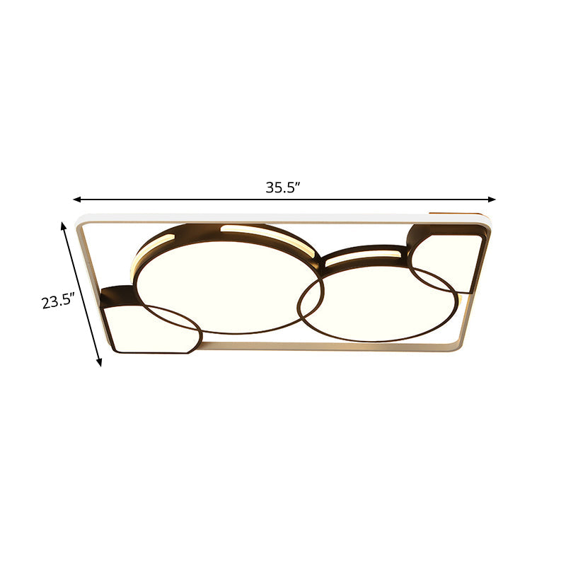 16"/19.5"/35.5" W Circular Flushmount Light with Square/Rectangle Frame Acrylic Modernism Led Flush Lighting in Warm/White Clearhalo 'Ceiling Lights' 'Close To Ceiling Lights' 'Close to ceiling' 'Flush mount' Lighting' 260290