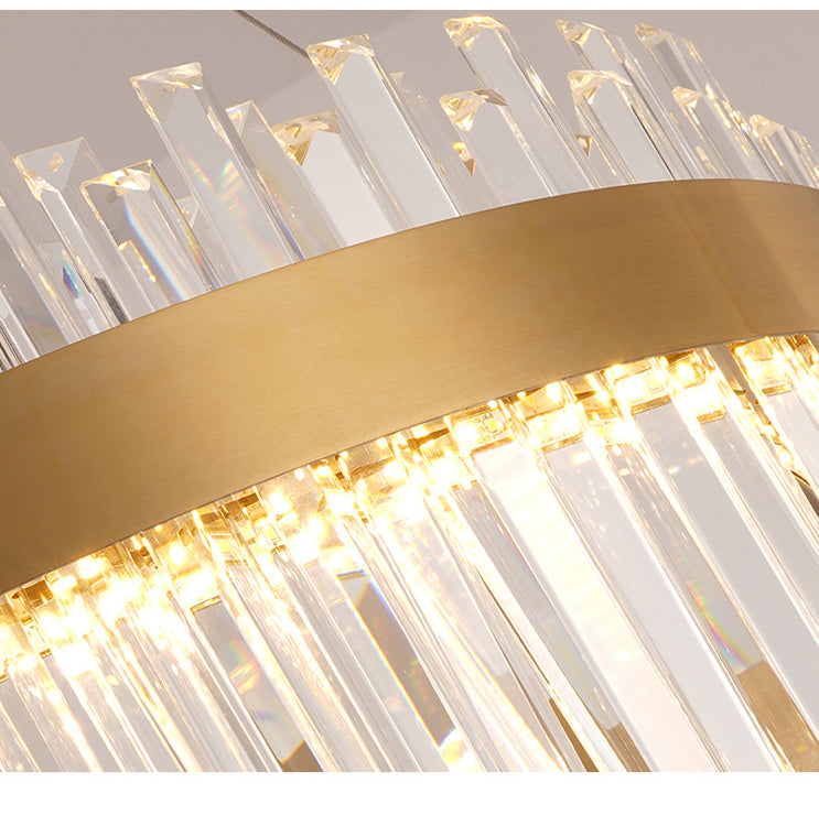 LED Parlor Pendant Lighting Fixture Contemporary Gold Suspension Lamp with Circle Crystal Shade Clearhalo 'Ceiling Lights' 'Pendant Lights' 'Pendants' Lighting' 2602963
