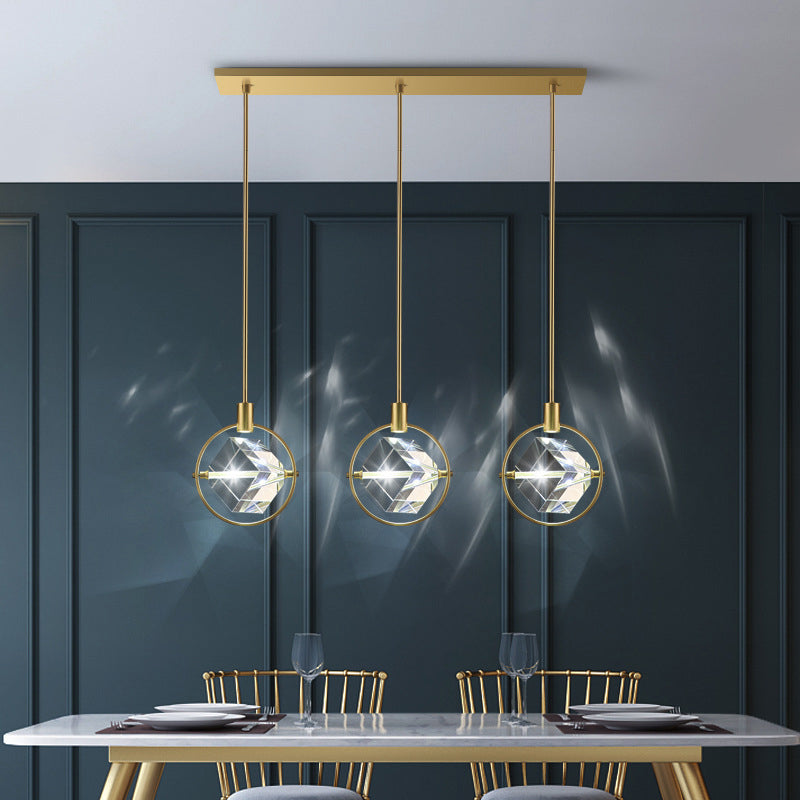 Crystal Cubic Hanging Ceiling Light Modern Style LED Gold Suspended Lighting Fixture Clearhalo 'Ceiling Lights' 'Pendant Lights' 'Pendants' Lighting' 2603057