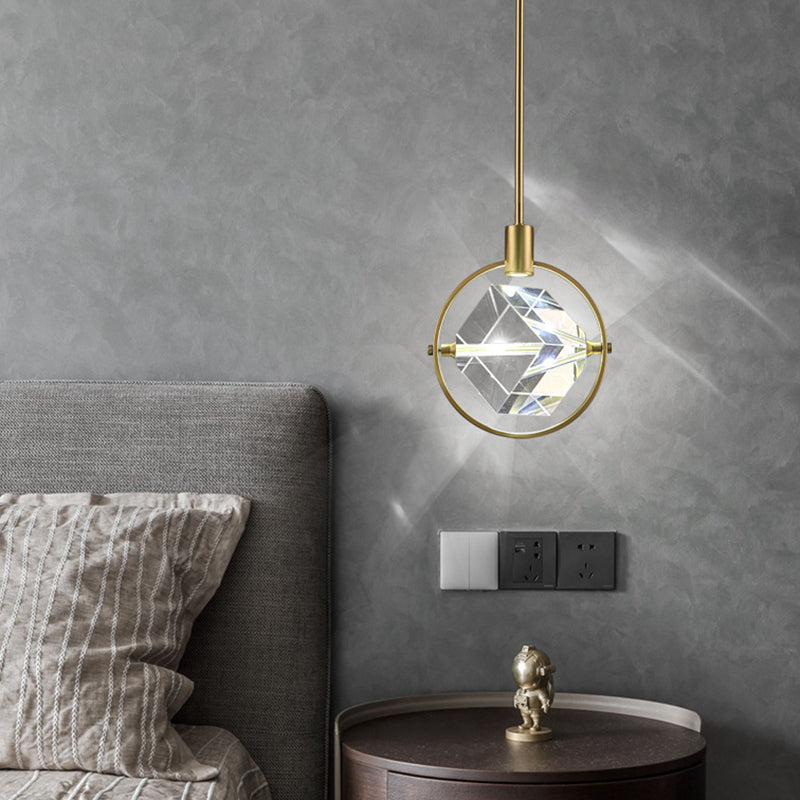 Crystal Cubic Hanging Ceiling Light Modern Style LED Gold Suspended Lighting Fixture Clearhalo 'Ceiling Lights' 'Pendant Lights' 'Pendants' Lighting' 2603059