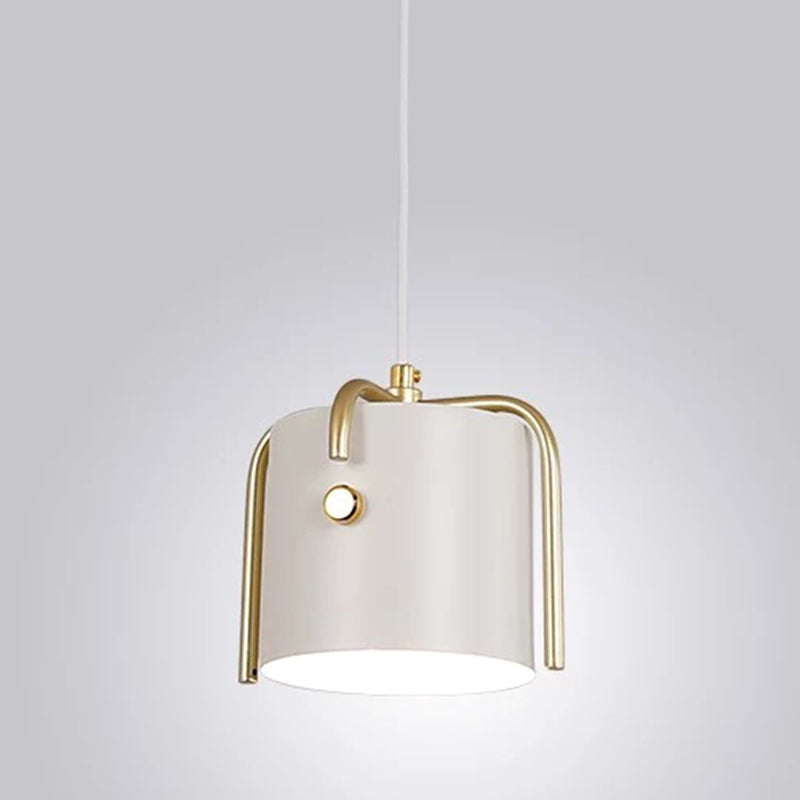 Cylinder Metal Down Lighting Pendant Simplicity Pendant Lighting Fixture for Restaurant White Clearhalo 'Ceiling Lights' 'Pendant Lights' 'Pendants' Lighting' 2604143