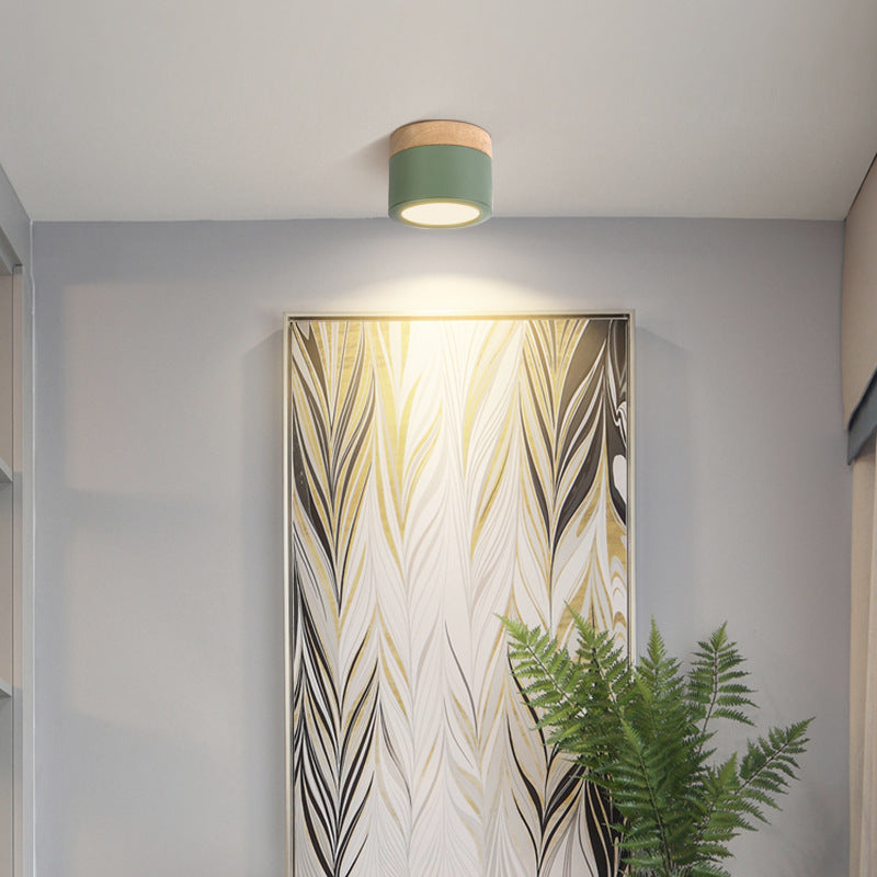 Cylinder Flush Mount Ceiling Fixture Nordic Style LED Metal Flush Ceiling Light Fixture Clearhalo 'Ceiling Lights' 'Close To Ceiling Lights' 'Lighting' 2604624