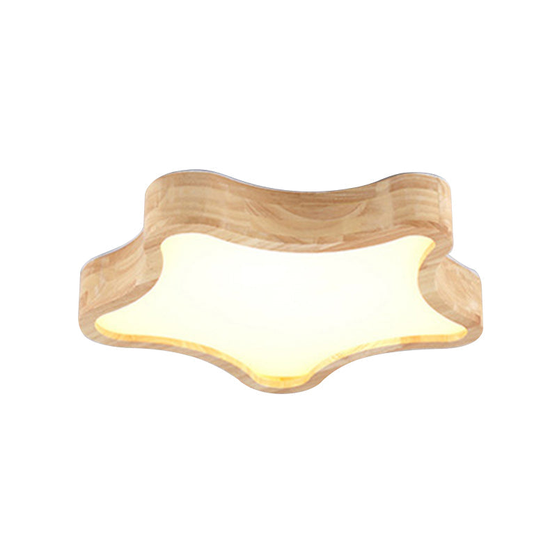 LED Bedroom Ceiling Flush Mount Light Contemporary Wood Close to Ceiling Lamp with Star Wooden Shade Clearhalo 'Ceiling Lights' 'Close To Ceiling Lights' 'Lighting' 2605018