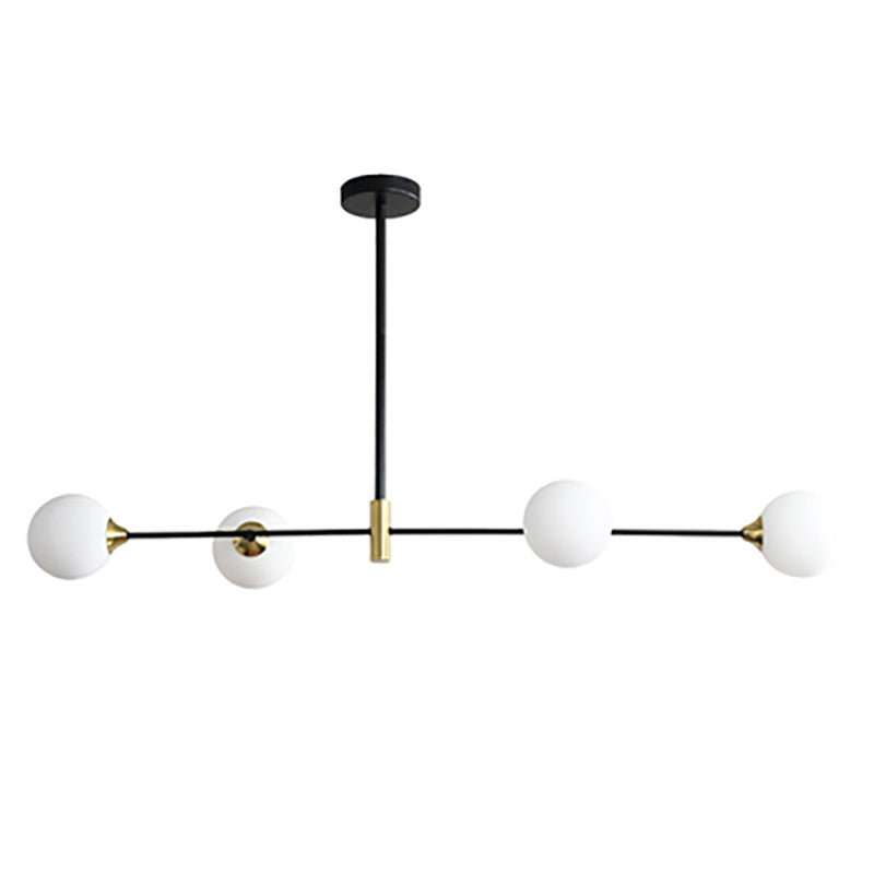 Modern Minimalism Black Metal Island Pendant Lighting Spherical Glass Island Ceiling Light for Dining Table Clearhalo 'Ceiling Lights' 'Island Lights' 'Lighting' 2605074