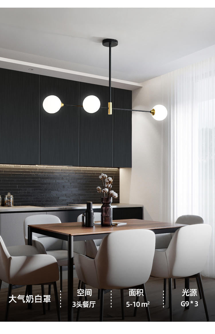 Modern Minimalism Black Metal Island Pendant Lighting Spherical Glass Island Ceiling Light for Dining Table Clearhalo 'Ceiling Lights' 'Island Lights' 'Lighting' 2605082