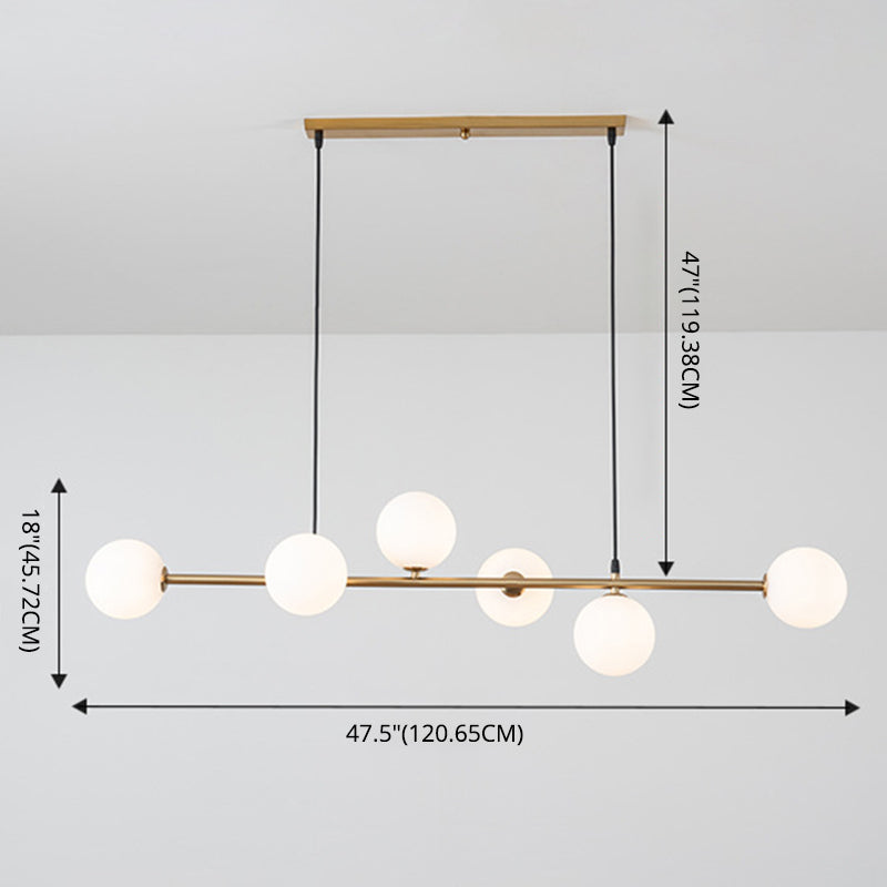 6 Light Modern Gold Metal Island Pendant Lighting Spherical Glass Island Ceiling Light for Dining Table Clearhalo 'Ceiling Lights' 'Island Lights' 'Lighting' 2605123