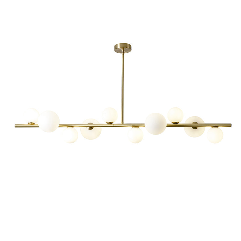 Modern Minimalism Gold Metal Island Pendant Lighting Spherical Glass Island Ceiling Light for Dining Table Clearhalo 'Ceiling Lights' 'Island Lights' 'Lighting' 2605169