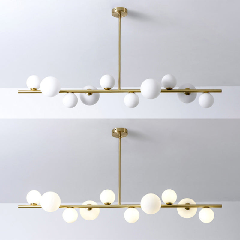 Modern Minimalism Gold Metal Island Pendant Lighting Spherical Glass Island Ceiling Light for Dining Table Clearhalo 'Ceiling Lights' 'Island Lights' 'Lighting' 2605174