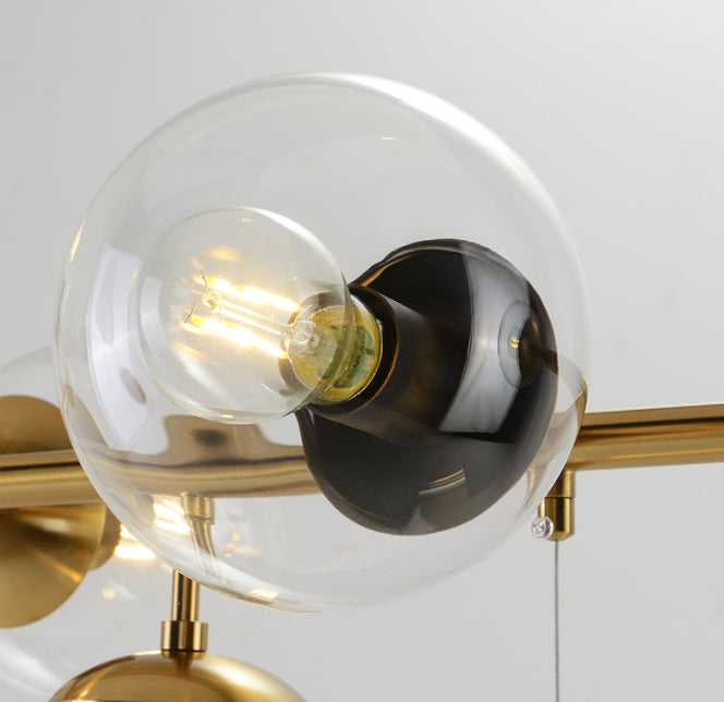 6 Light Modern Gold Metal Island Pendant Lighting Spherical Glass Island Ceiling Light for Dining Table Clearhalo 'Ceiling Lights' 'Island Lights' 'Lighting' 2605202