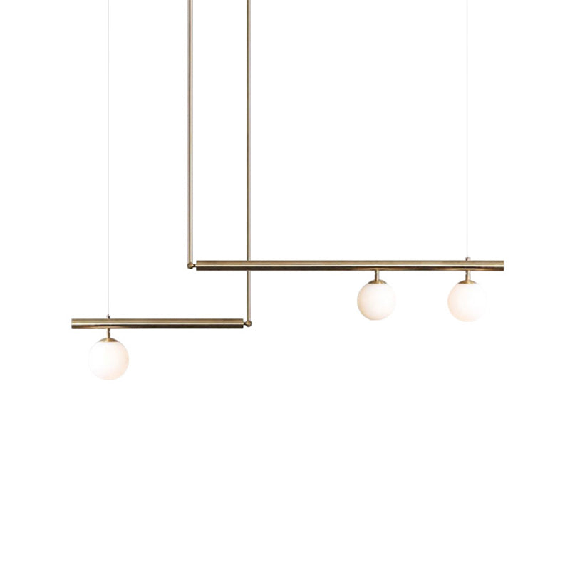 Modern Minimalism Gold Metal Linear Island Pendant Lighting Globe Glass Island Ceiling Light for Living Room Clearhalo 'Ceiling Lights' 'Island Lights' 'Lighting' 2605266