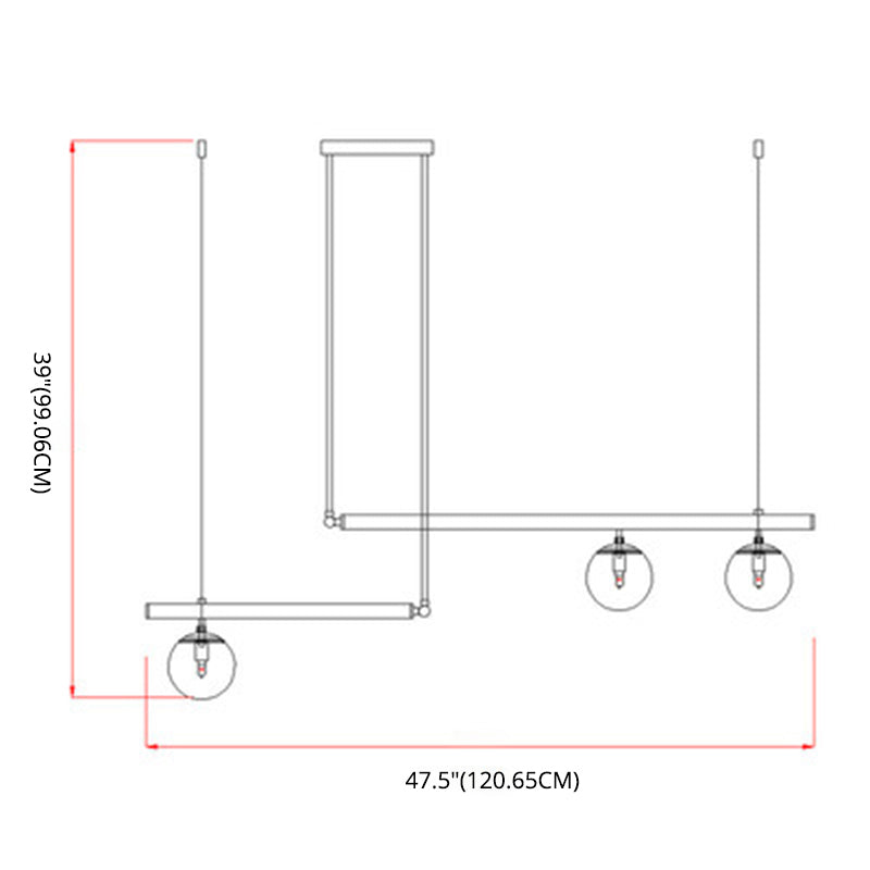 Modern Minimalism Gold Metal Linear Island Pendant Lighting Globe Glass Island Ceiling Light for Living Room Clearhalo 'Ceiling Lights' 'Island Lights' 'Lighting' 2605270