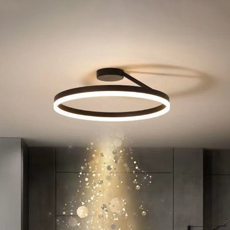 Circular Semi Flush Mount Lighting Contemporary Metal Ceiling Light Fixtures for Bedroom Clearhalo 'Ceiling Lights' 'Close To Ceiling Lights' 'Lighting' 2605703