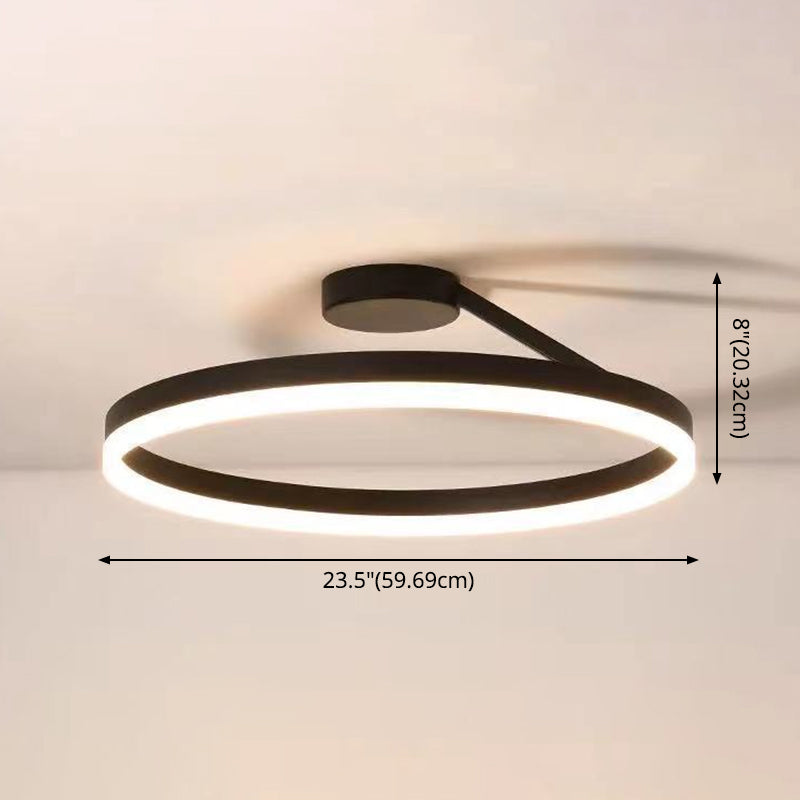Circular Semi Flush Mount Lighting Contemporary Metal Ceiling Light Fixtures for Bedroom Clearhalo 'Ceiling Lights' 'Close To Ceiling Lights' 'Lighting' 2605706