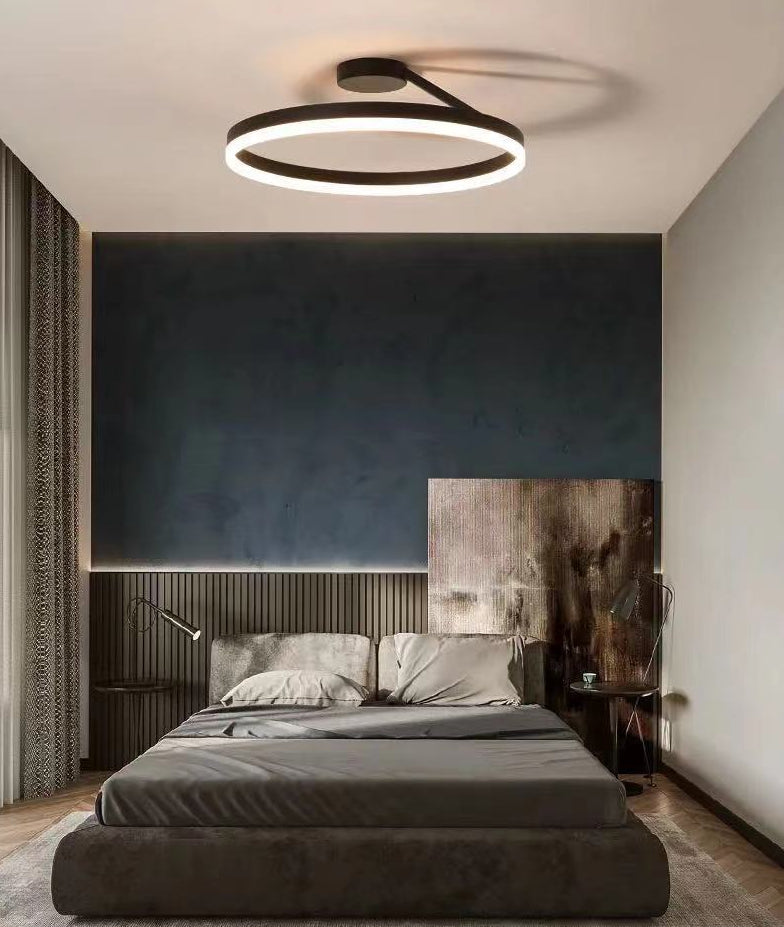 Circular Semi Flush Mount Lighting Contemporary Metal Ceiling Light Fixtures for Bedroom Clearhalo 'Ceiling Lights' 'Close To Ceiling Lights' 'Lighting' 2605708