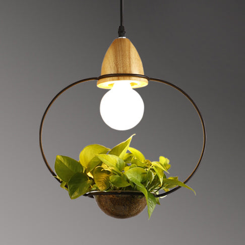 Vintage Stylish Open Cage Suspension Light 8.5"/11" Wide 1 Light Metallic Pendant Lamp with Flower Pot in Black/White Black 12" Clearhalo 'Art Deco Pendants' 'Black' 'Cast Iron' 'Ceiling Lights' 'Ceramic' 'Crystal' 'Industrial Pendants' 'Industrial' 'Metal' 'Middle Century Pendants' 'Pendant Lights' 'Pendants' 'Rustic Pendants' 'Tiffany' Lighting' 26093