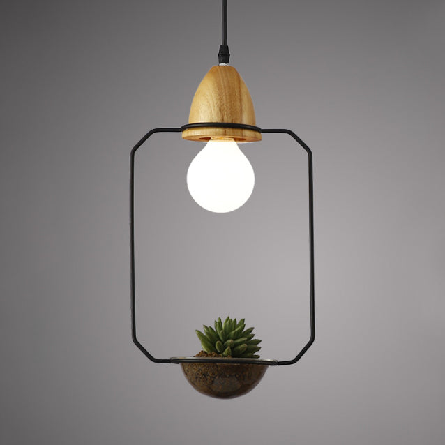 Vintage Stylish Open Cage Suspension Light 8.5"/11" Wide 1 Light Metallic Pendant Lamp with Flower Pot in Black/White Black 8.5" Clearhalo 'Art Deco Pendants' 'Black' 'Cast Iron' 'Ceiling Lights' 'Ceramic' 'Crystal' 'Industrial Pendants' 'Industrial' 'Metal' 'Middle Century Pendants' 'Pendant Lights' 'Pendants' 'Rustic Pendants' 'Tiffany' Lighting' 26095