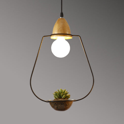 Vintage Stylish Open Cage Suspension Light 8.5"/11" Wide 1 Light Metallic Pendant Lamp with Flower Pot in Black/White Black 11" Clearhalo 'Art Deco Pendants' 'Black' 'Cast Iron' 'Ceiling Lights' 'Ceramic' 'Crystal' 'Industrial Pendants' 'Industrial' 'Metal' 'Middle Century Pendants' 'Pendant Lights' 'Pendants' 'Rustic Pendants' 'Tiffany' Lighting' 26096