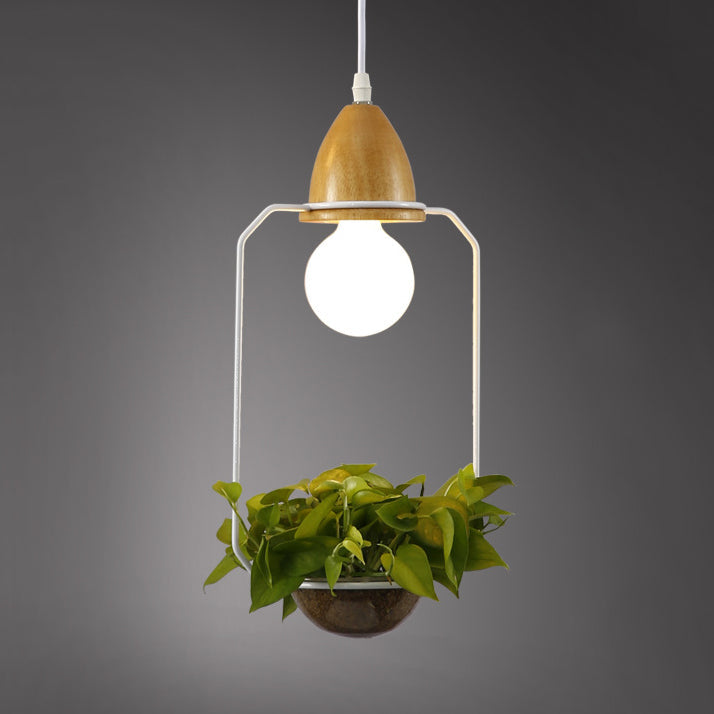 Vintage Stylish Open Cage Suspension Light 8.5"/11" Wide 1 Light Metallic Pendant Lamp with Flower Pot in Black/White White 8.5" Clearhalo 'Art Deco Pendants' 'Black' 'Cast Iron' 'Ceiling Lights' 'Ceramic' 'Crystal' 'Industrial Pendants' 'Industrial' 'Metal' 'Middle Century Pendants' 'Pendant Lights' 'Pendants' 'Rustic Pendants' 'Tiffany' Lighting' 26098