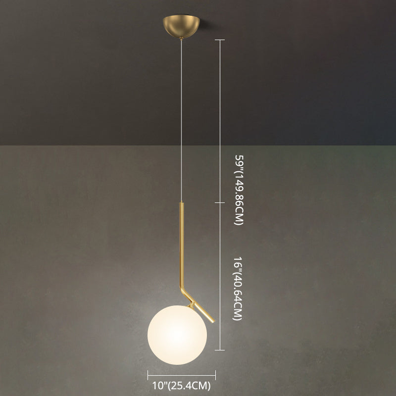 Mid-Century Design Globe Hanging Lamp Opal Frosted Glass Shade 1 Light Pendant Light Clearhalo 'Ceiling Lights' 'Modern Pendants' 'Modern' 'Pendant Lights' 'Pendants' Lighting' 2609925