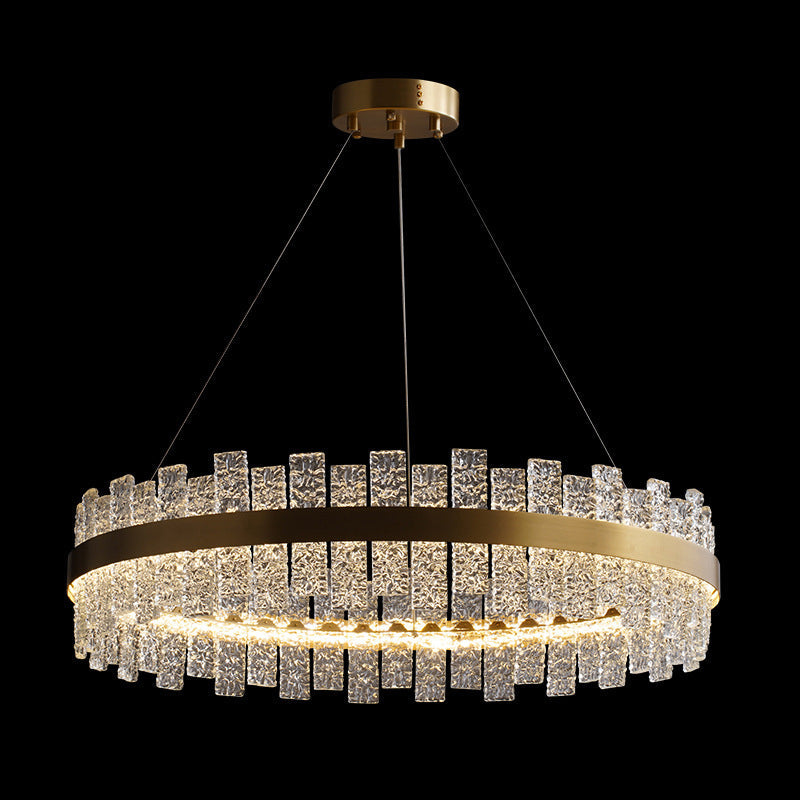 Art Deco Chandelier Gold Metal Crystal Round LED Pendant Lamp Best Lighting for Living Room Clearhalo 'Ceiling Lights' 'Pendant Lights' 'Pendants' Lighting' 2609945