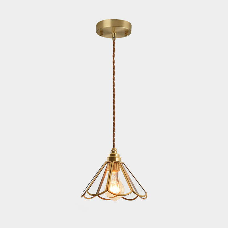 Icy Clear Glass Shade Hanging Lamp 1 Light Tiffany-Style Pendant Light Fixture for Bedroom Clear Cone Clearhalo 'Ceiling Lights' 'Pendant Lights' 'Pendants' Lighting' 2610196