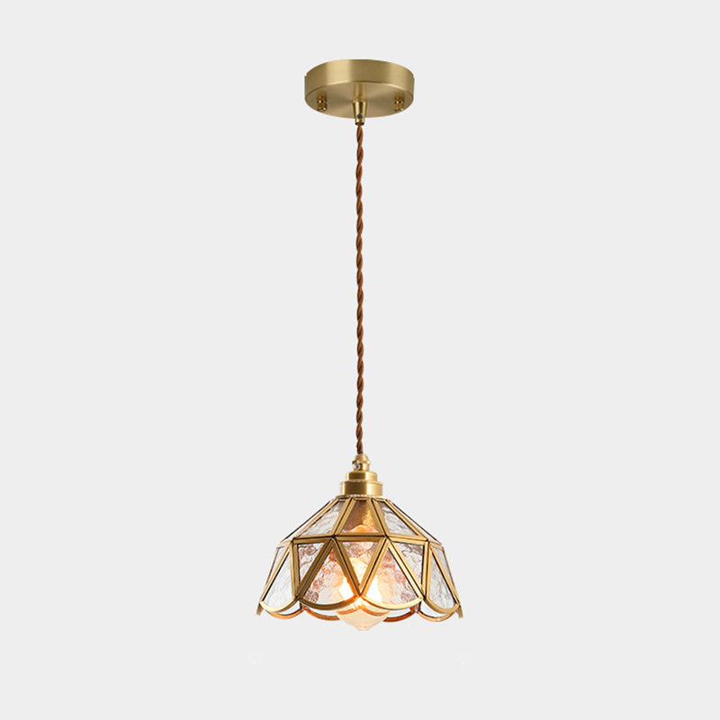 Icy Clear Glass Shade Hanging Lamp 1 Light Tiffany-Style Pendant Light Fixture for Bedroom Clear Dome Clearhalo 'Ceiling Lights' 'Pendant Lights' 'Pendants' Lighting' 2610203