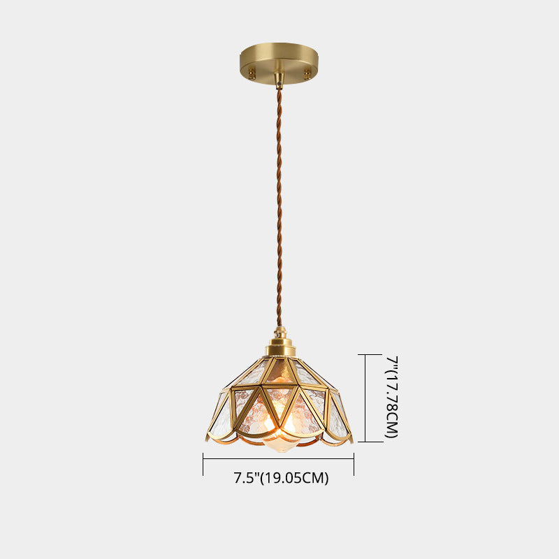 Icy Clear Glass Shade Hanging Lamp 1 Light Tiffany-Style Pendant Light Fixture for Bedroom Clearhalo 'Ceiling Lights' 'Pendant Lights' 'Pendants' Lighting' 2610210