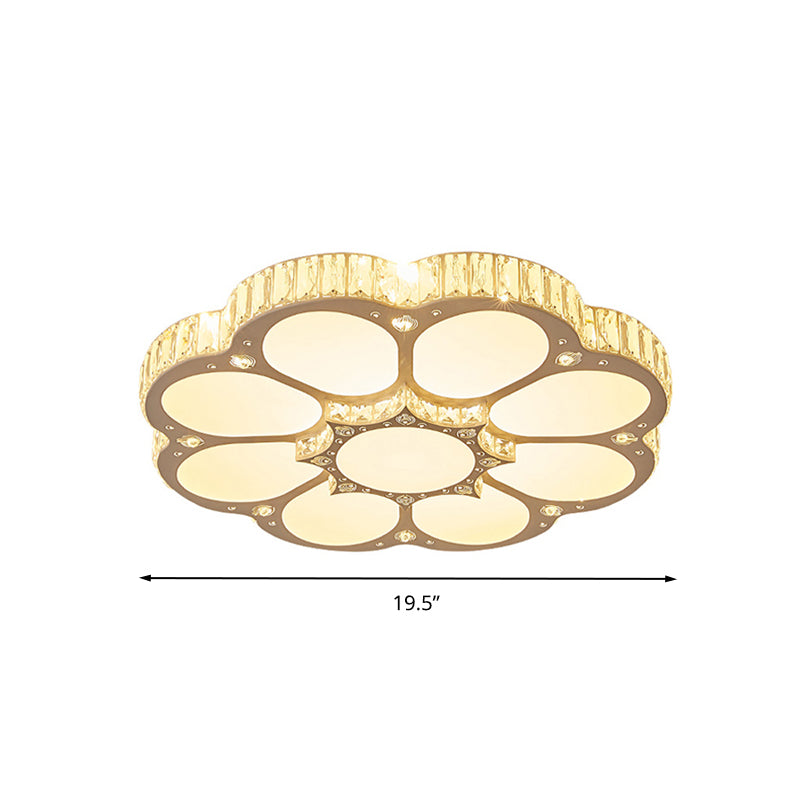 19.5"/23.5���/31.5��� W LED Flush Ceiling Light Modern Petal Crystal Flush Mount Lighting in White for Bedroom Clearhalo 'Ceiling Lights' 'Close To Ceiling Lights' 'Close to ceiling' 'Flush mount' Lighting' 261183