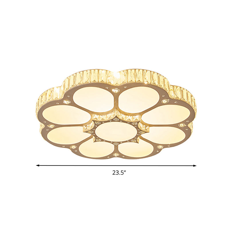 19.5"/23.5���/31.5��� W LED Flush Ceiling Light Modern Petal Crystal Flush Mount Lighting in White for Bedroom Clearhalo 'Ceiling Lights' 'Close To Ceiling Lights' 'Close to ceiling' 'Flush mount' Lighting' 261184