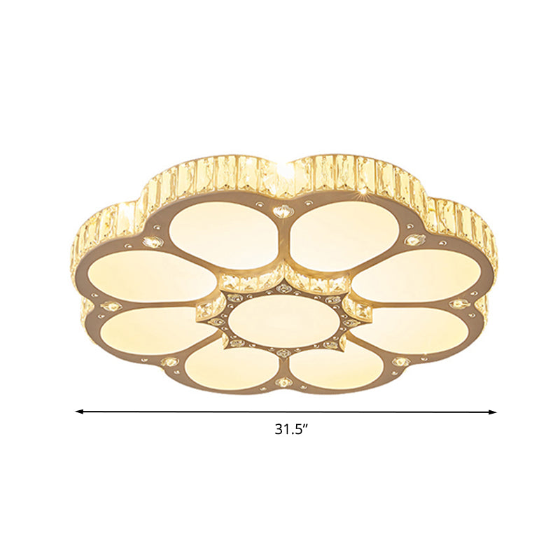 19.5"/23.5���/31.5��� W LED Flush Ceiling Light Modern Petal Crystal Flush Mount Lighting in White for Bedroom Clearhalo 'Ceiling Lights' 'Close To Ceiling Lights' 'Close to ceiling' 'Flush mount' Lighting' 261185