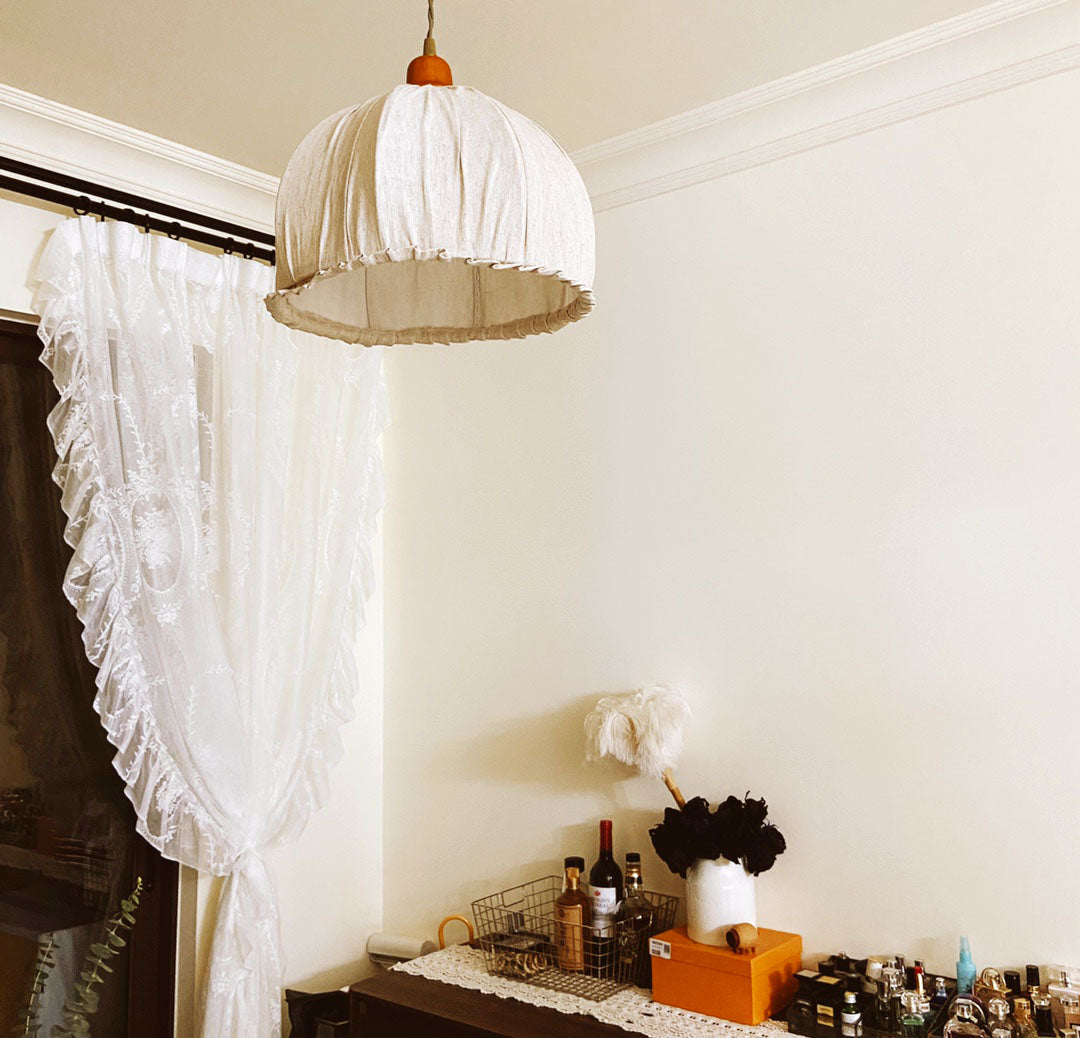 Bowl Burlap Shade Hanging Pendant Lamp Nordic Style Fabric 1 Light Hanging Light for Bedroom Dining Room Clearhalo 'Ceiling Lights' 'Pendant Lights' 'Pendants' Lighting' 2611954