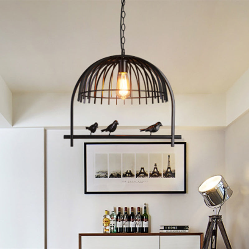 Bird Cage Dining Room Ceiling Suspension Light Farmhouse Metal Hanging Light over Island 1 Black Clearhalo 'Ceiling Lights' 'Island Lights' 'Lighting' 2612521