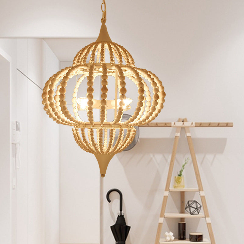 9-Light Chandelier Pendant Cottage Wooden Lantern Ceiling Light Fixture in White Clearhalo 'Ceiling Lights' 'Chandeliers' Lighting' options 261422