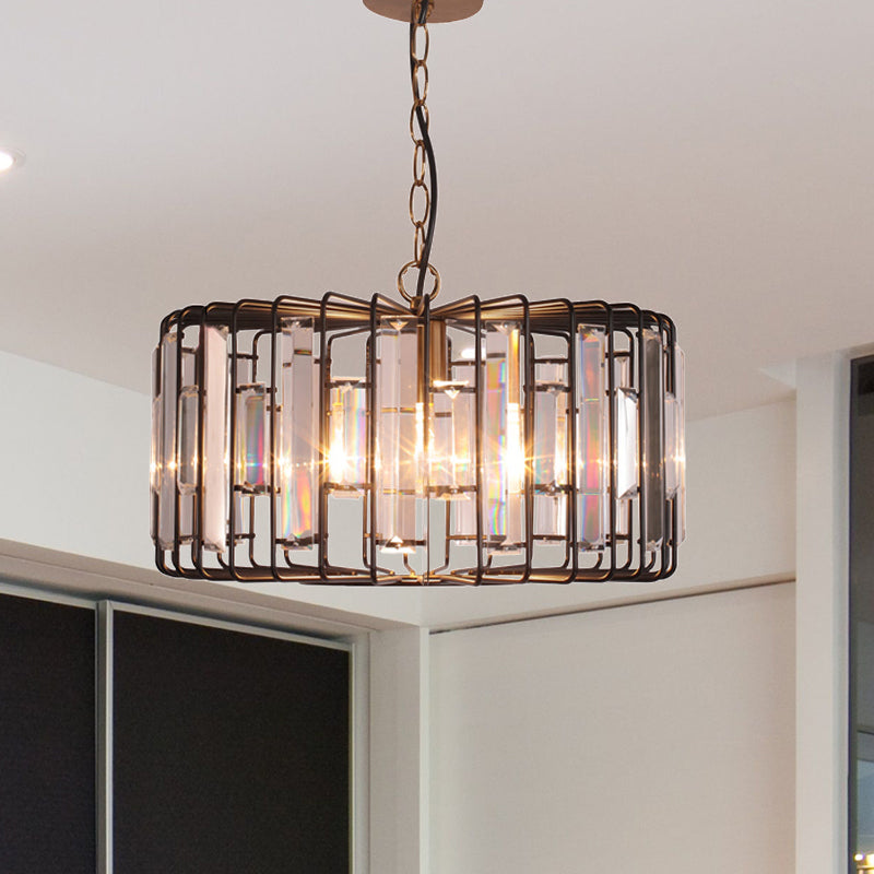11"/13"/16" Dia Crystal Shaded Round Pendant Modern Single Living Room Hanging Ceiling Light in Black Clearhalo 'Art Deco Pendants' 'Cast Iron' 'Ceiling Lights' 'Ceramic' 'Crystal' 'Industrial Pendants' 'Industrial' 'Metal' 'Middle Century Pendants' 'Pendant Lights' 'Pendants' 'Tiffany' Lighting' 261496