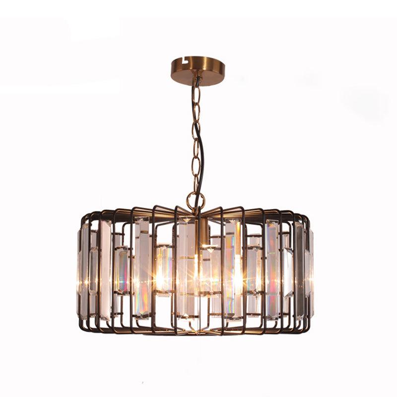 11"/13"/16" Dia Crystal Shaded Round Pendant Modern Single Living Room Hanging Ceiling Light in Black Clearhalo 'Art Deco Pendants' 'Cast Iron' 'Ceiling Lights' 'Ceramic' 'Crystal' 'Industrial Pendants' 'Industrial' 'Metal' 'Middle Century Pendants' 'Pendant Lights' 'Pendants' 'Tiffany' Lighting' 261497