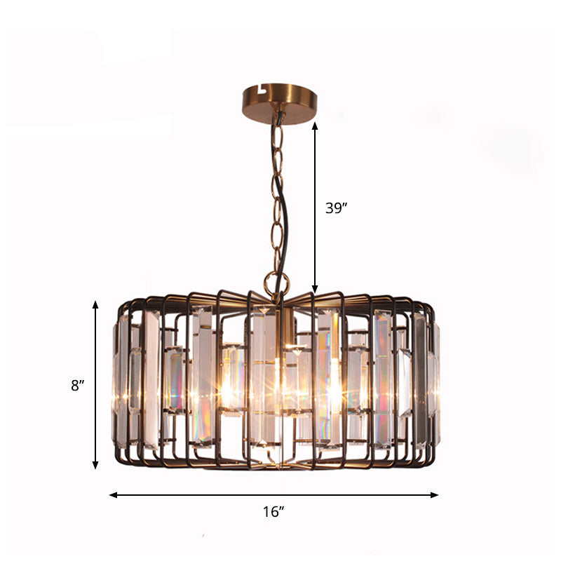11"/13"/16" Dia Crystal Shaded Round Pendant Modern Single Living Room Hanging Ceiling Light in Black Clearhalo 'Art Deco Pendants' 'Cast Iron' 'Ceiling Lights' 'Ceramic' 'Crystal' 'Industrial Pendants' 'Industrial' 'Metal' 'Middle Century Pendants' 'Pendant Lights' 'Pendants' 'Tiffany' Lighting' 261498
