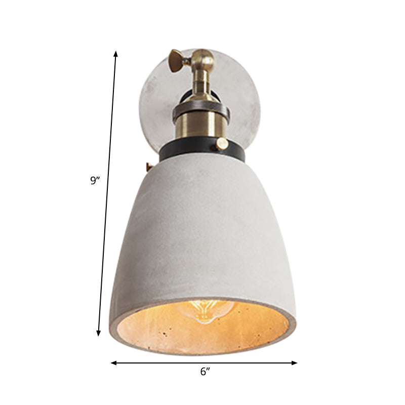 Cone/Cylinder/Bowl Bedroom Wall Mounted Light Cement 1 Head Industrial Style Angle Adjustable Wall Sconce in Grey Clearhalo 'Art deco wall lights' 'Cast Iron' 'Glass' 'Industrial wall lights' 'Industrial' 'Middle century wall lights' 'Modern' 'Rustic wall lights' 'Tiffany' 'Traditional wall lights' 'Wall Lamps & Sconces' 'Wall Lights' Lighting' 261563