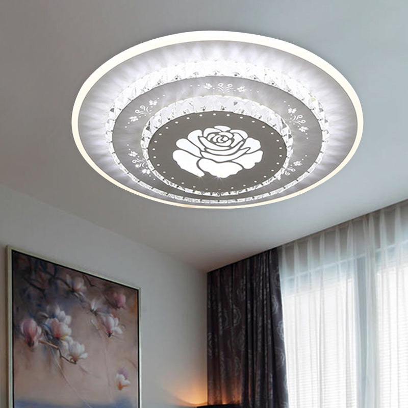 White LED Ceiling Mount Modern Crystal Loving Heart/Square/Rose Flush Light Fixture for Bedroom in Warm/White/3 Color Light Clearhalo 'Ceiling Lights' 'Close To Ceiling Lights' 'Close to ceiling' 'Flush mount' Lighting' 261587