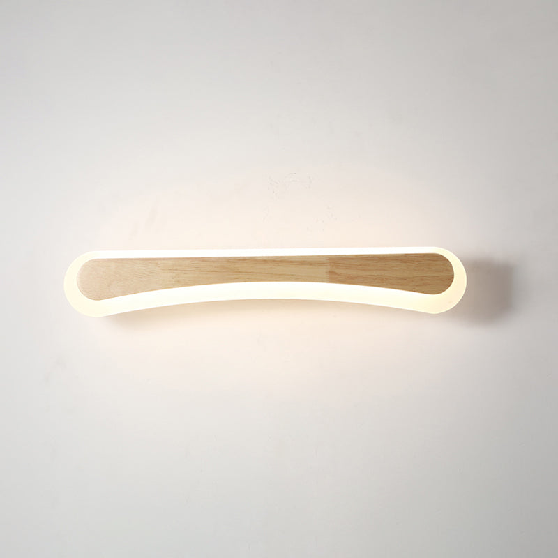 Modern Bathroom Vanity Light Wooden LED Vanity Light Fixtures in Acrylic Shade Wood 23.5" Arc Clearhalo 'Vanity Lights' 'Wall Lights' Lighting' 2616989