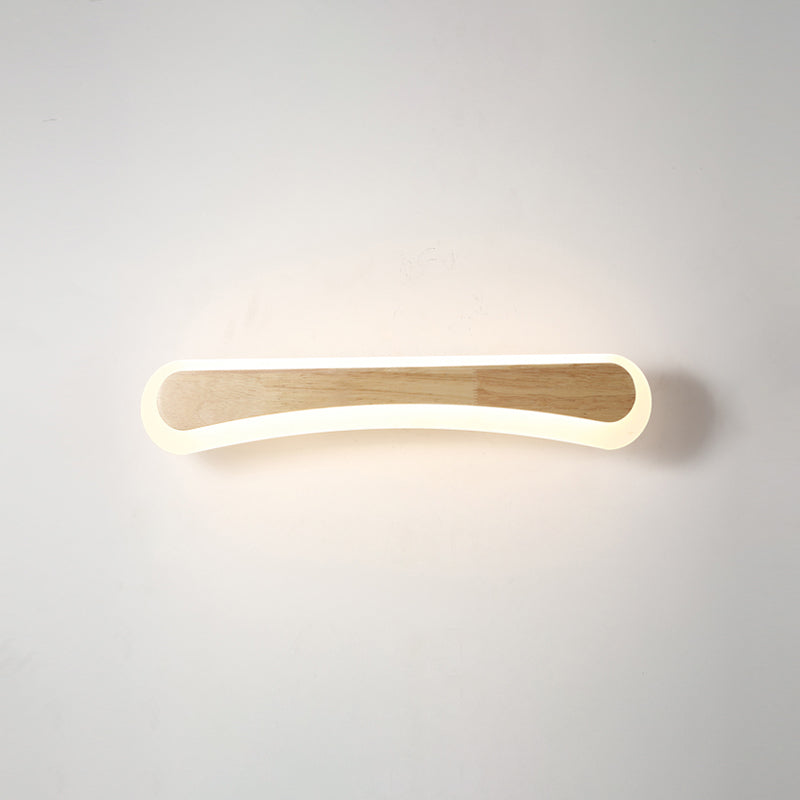 Modern Bathroom Vanity Light Wooden LED Vanity Light Fixtures in Acrylic Shade Wood 16" Arc Clearhalo 'Vanity Lights' 'Wall Lights' Lighting' 2616992
