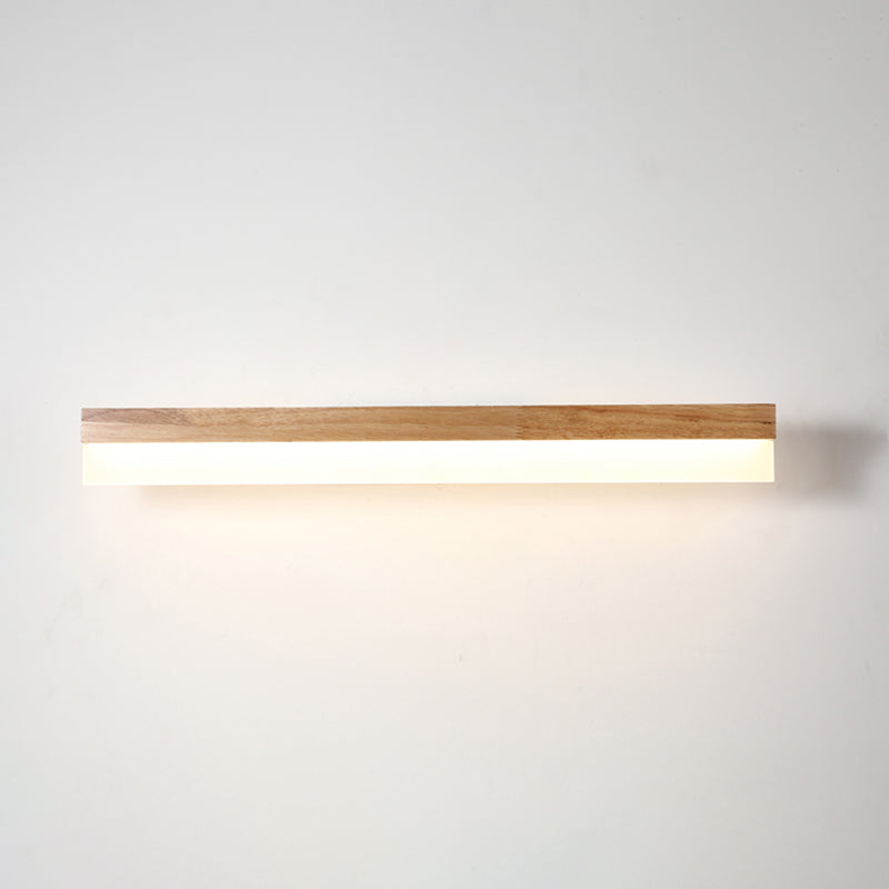 Modern Bathroom Vanity Light Wooden LED Vanity Light Fixtures in Acrylic Shade Wood 31.5" Rectangle Clearhalo 'Vanity Lights' 'Wall Lights' Lighting' 2616994