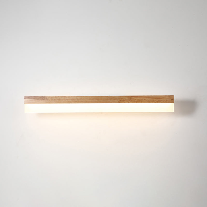Modern Bathroom Vanity Light Wooden LED Vanity Light Fixtures in Acrylic Shade Wood 23.5" Rectangle Clearhalo 'Vanity Lights' 'Wall Lights' Lighting' 2616996