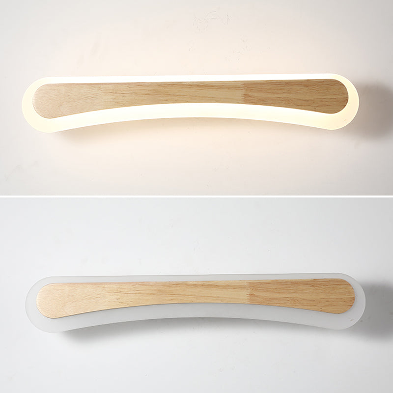 Modern Bathroom Vanity Light Wooden LED Vanity Light Fixtures in Acrylic Shade Clearhalo 'Vanity Lights' 'Wall Lights' Lighting' 2617005
